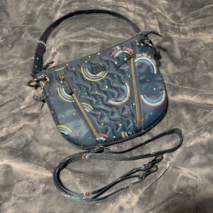 Lug Swivel Convertible Crossbody Bag in Pattern Rainbow Navy